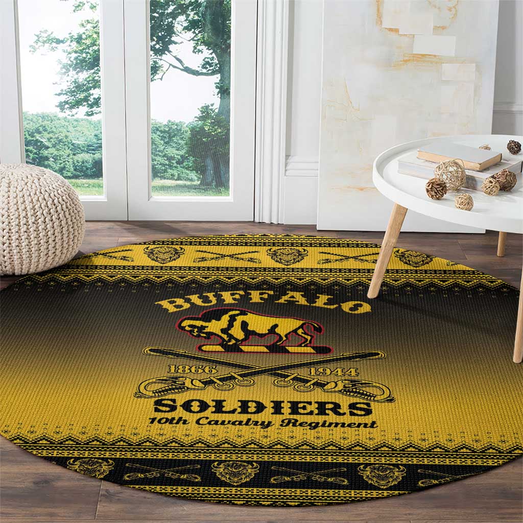 Buffalo Soldiers Christmas Round Carpet 10th Cavalry Regiment - Wonder Print Shop