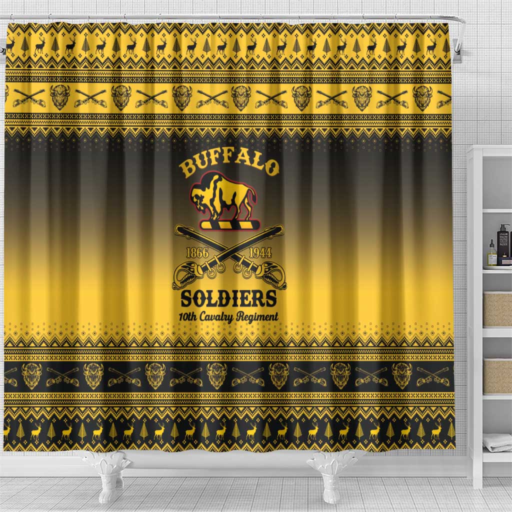 Buffalo Soldiers Christmas Shower Curtain 10th Cavalry Regiment - Wonder Print Shop