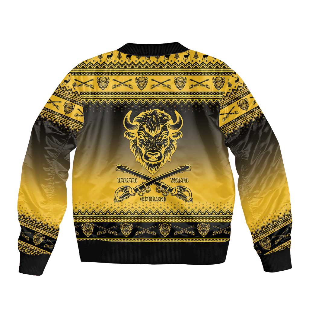 Buffalo Soldiers Christmas Sleeve Zip Bomber Jacket 10th Cavalry Regiment - Wonder Print Shop
