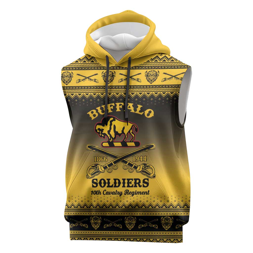 Buffalo Soldiers Christmas Sleeveless Hoodie 10th Cavalry Regiment - Wonder Print Shop