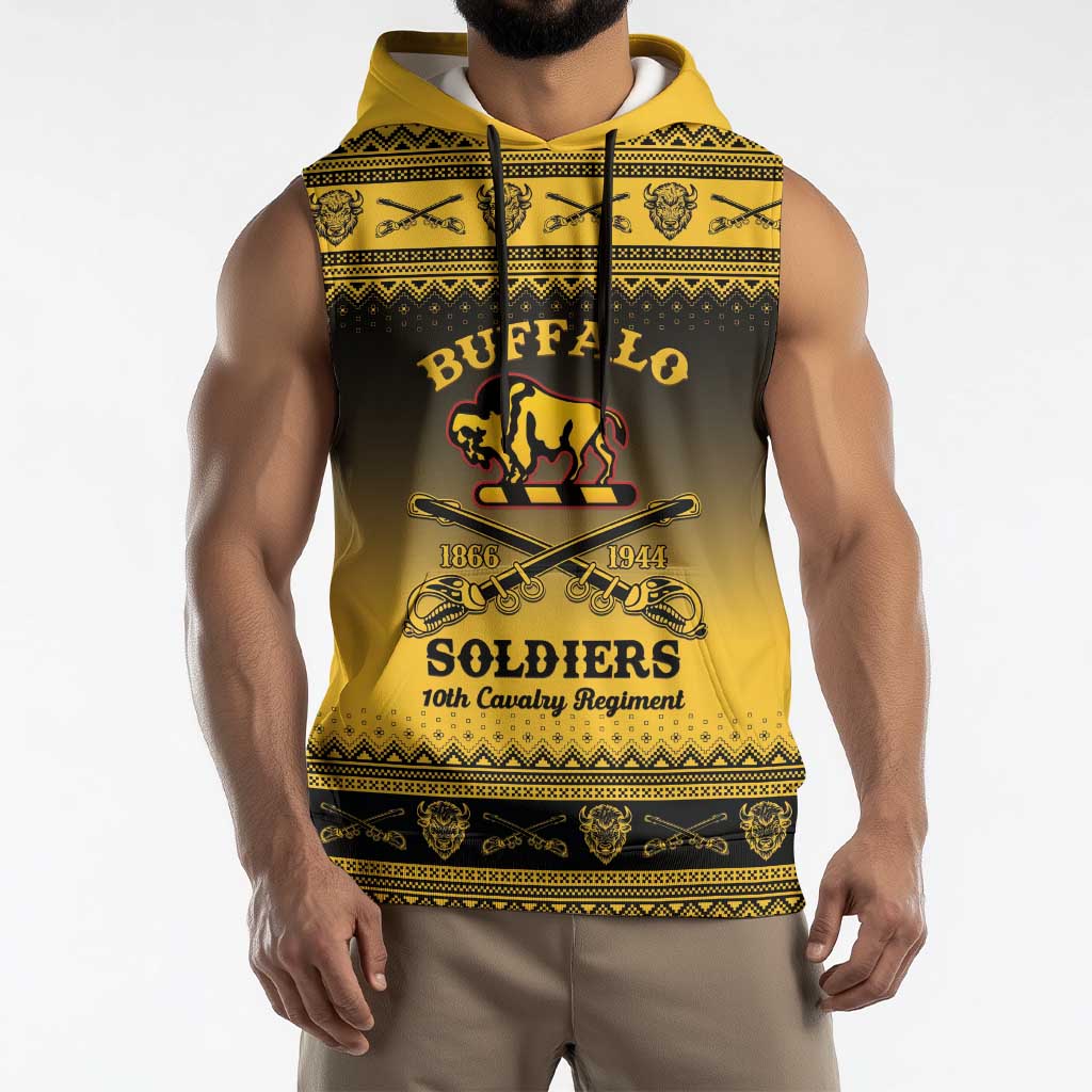 Buffalo Soldiers Christmas Sleeveless Hoodie 10th Cavalry Regiment - Wonder Print Shop