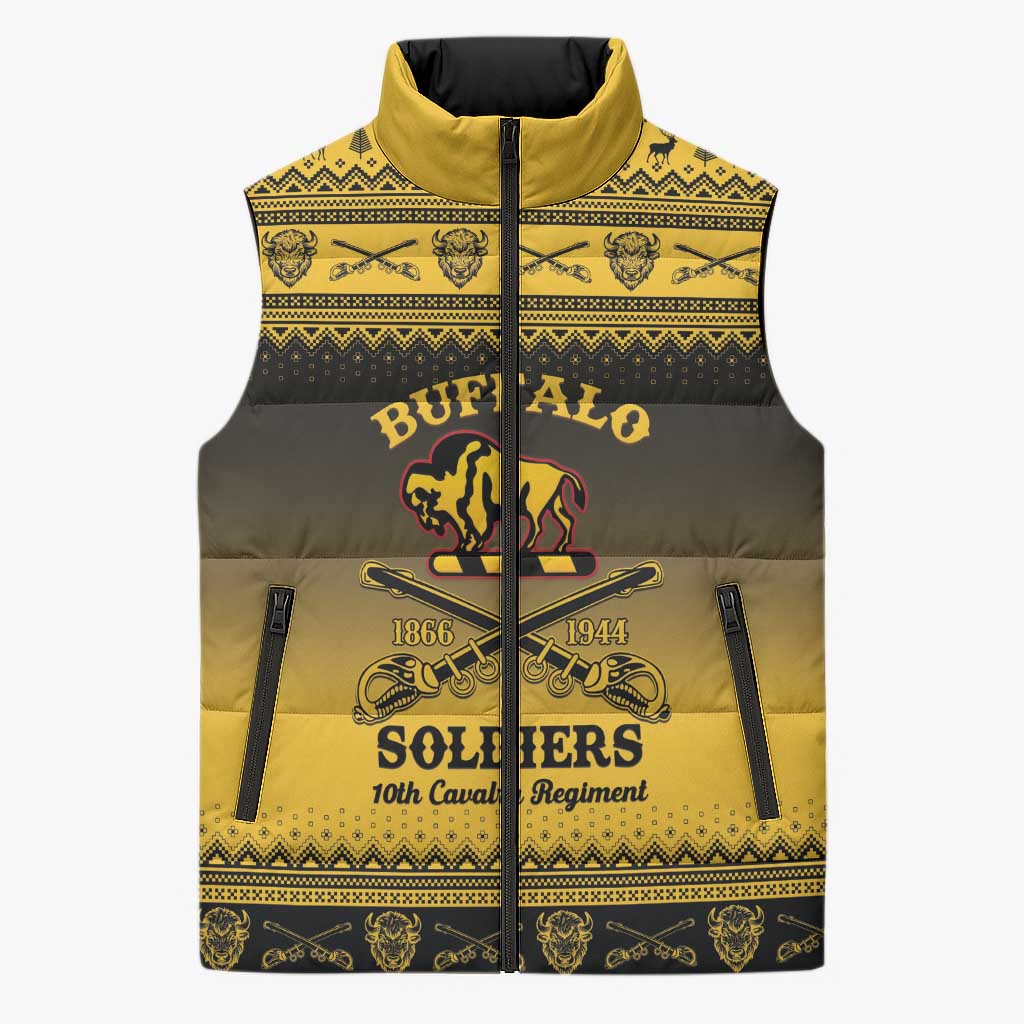 Buffalo Soldiers Christmas Sleeveless Puffer Jacket 10th Cavalry Regiment - Wonder Print Shop
