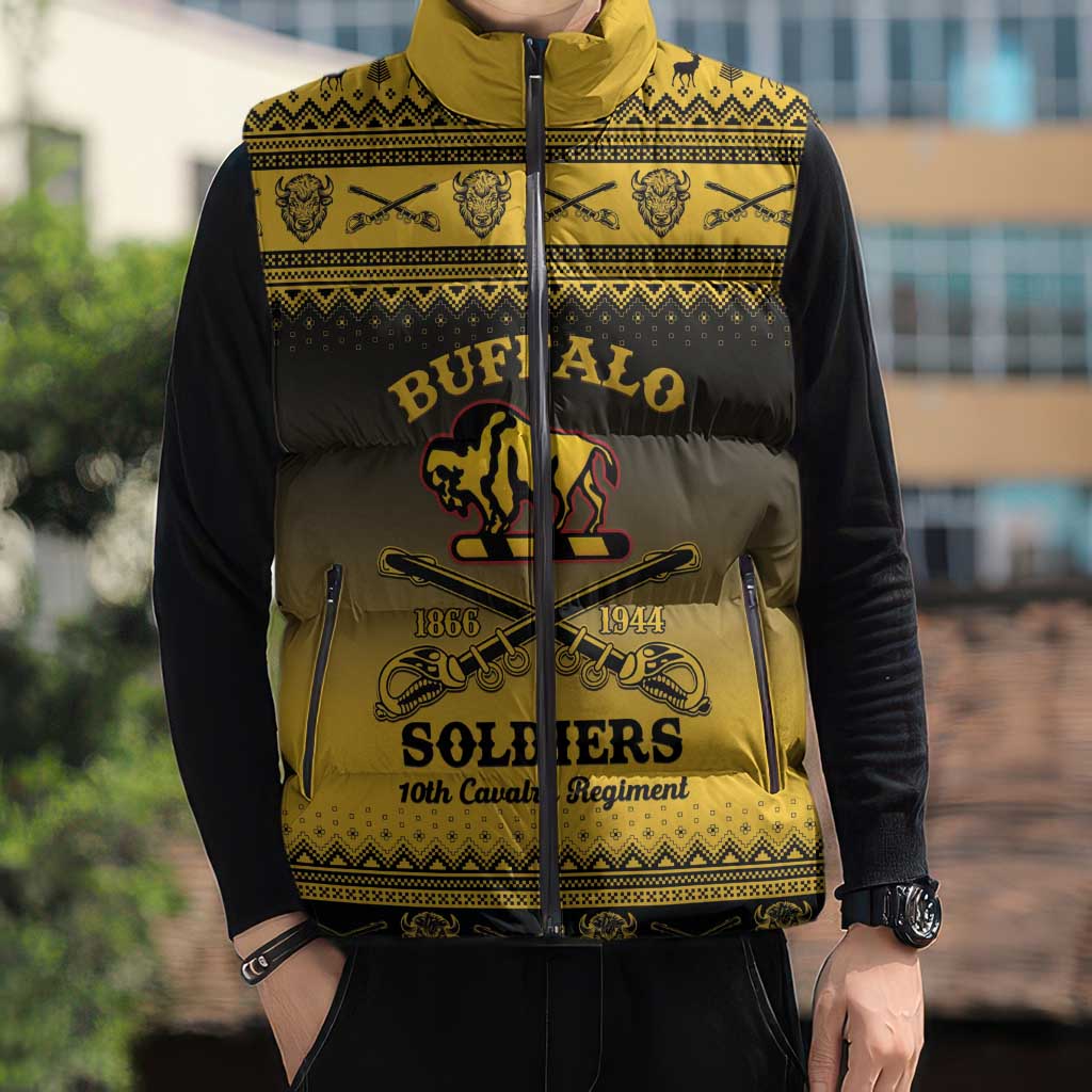 Buffalo Soldiers Christmas Sleeveless Puffer Jacket 10th Cavalry Regiment - Wonder Print Shop