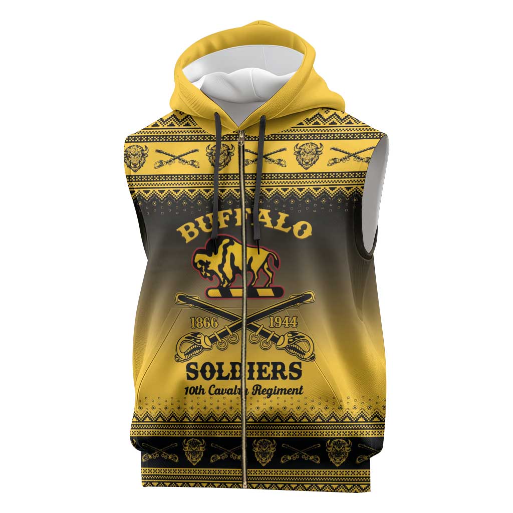 Buffalo Soldiers Christmas Sleeveless Zip Hoodie 10th Cavalry Regiment - Wonder Print Shop