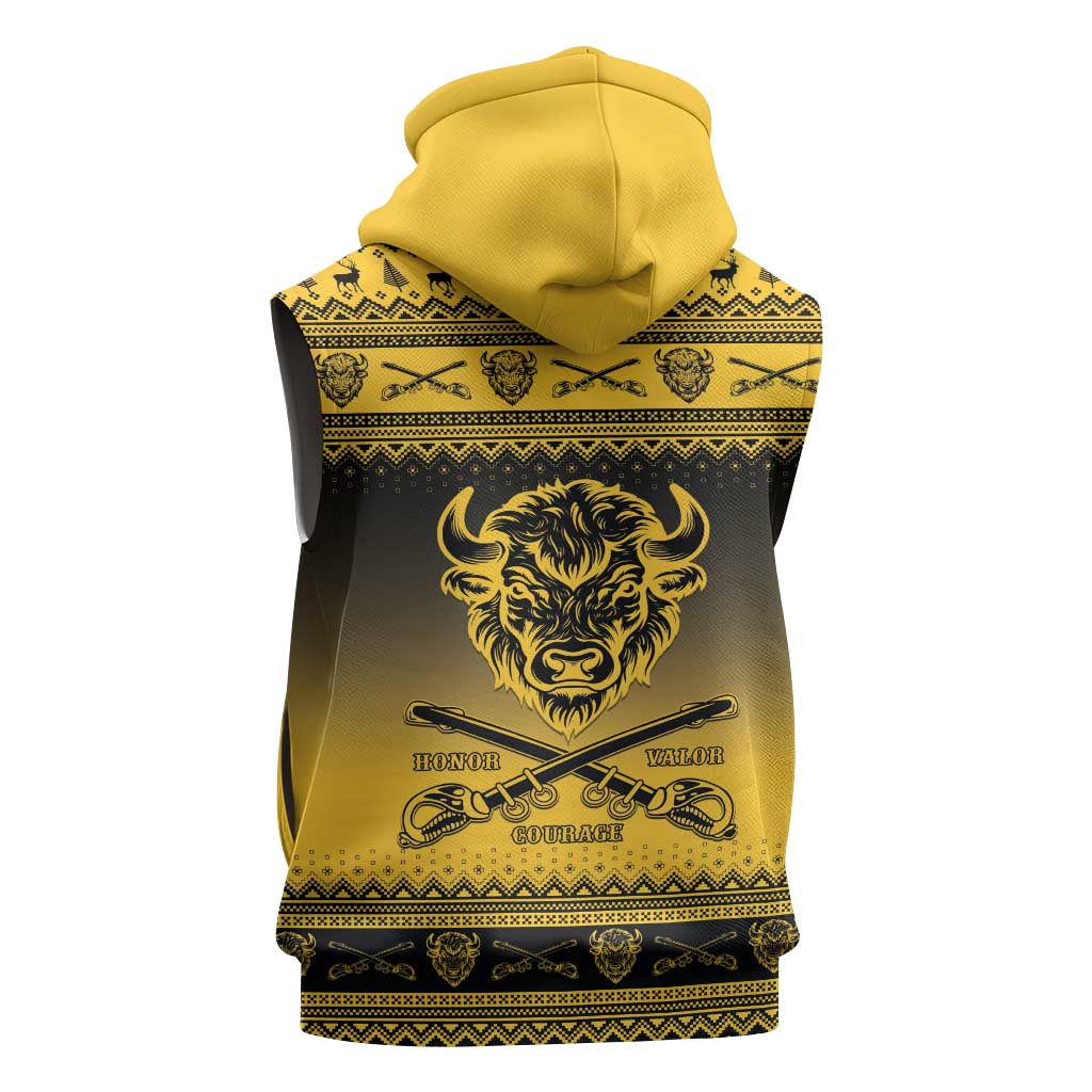 Buffalo Soldiers Christmas Sleeveless Zip Hoodie 10th Cavalry Regiment - Wonder Print Shop