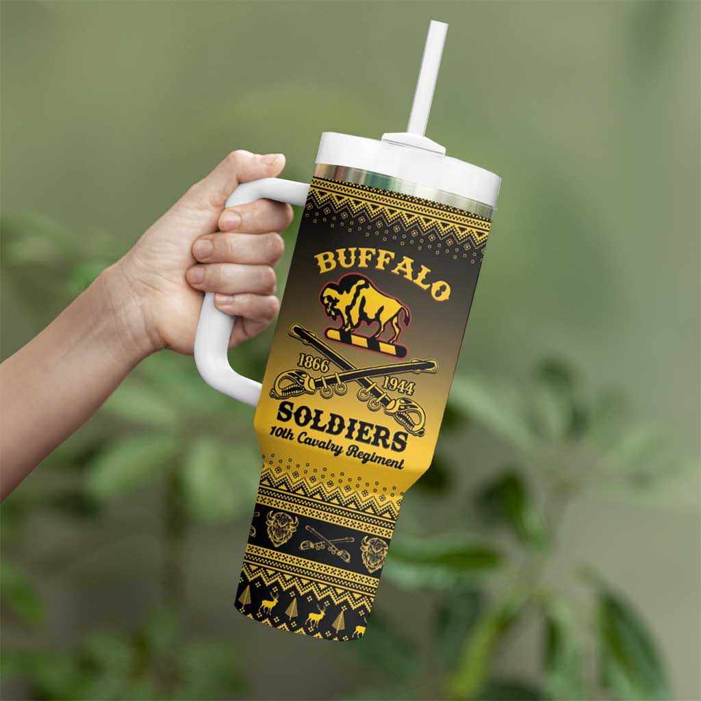 Buffalo Soldiers Christmas Tumbler With Handle 10th Cavalry Regiment - Wonder Print Shop