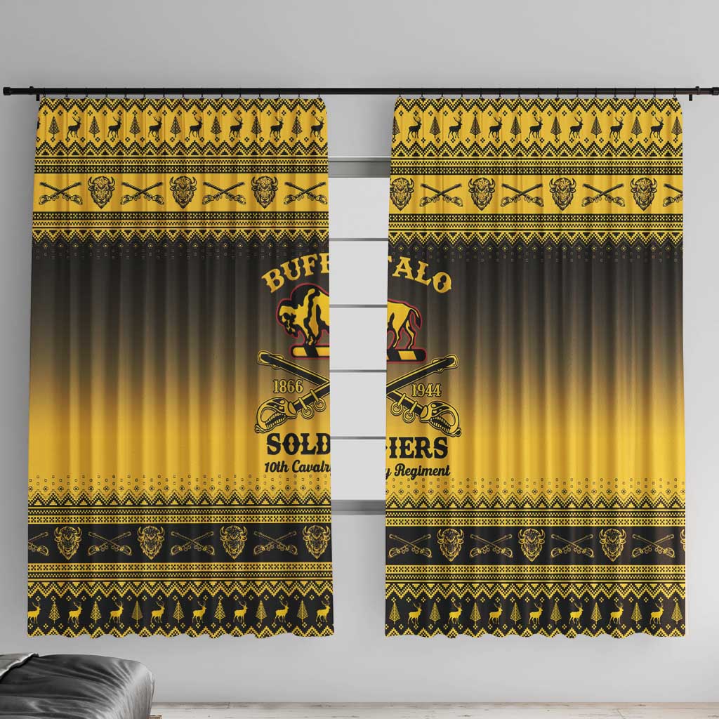 Buffalo Soldiers Christmas Window Curtain 10th Cavalry Regiment - Wonder Print Shop
