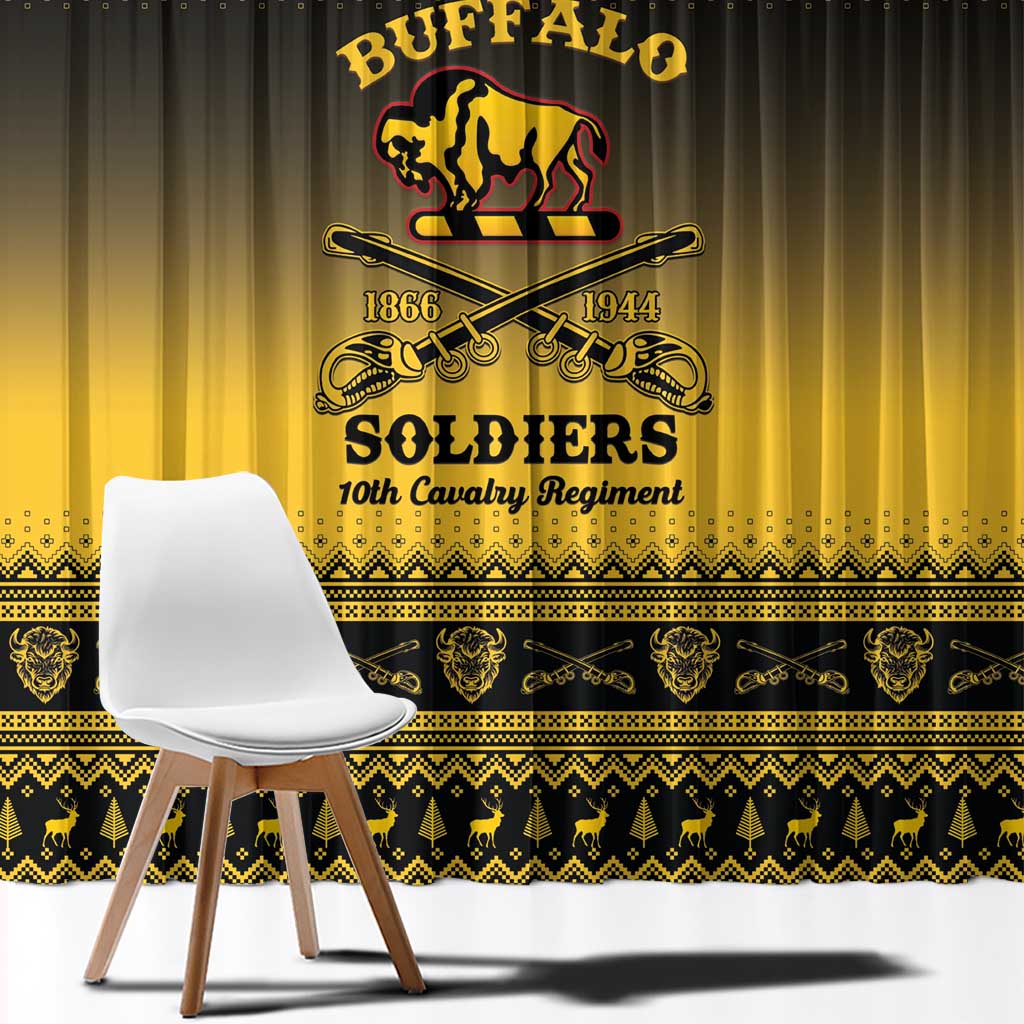 Buffalo Soldiers Christmas Window Curtain 10th Cavalry Regiment - Wonder Print Shop