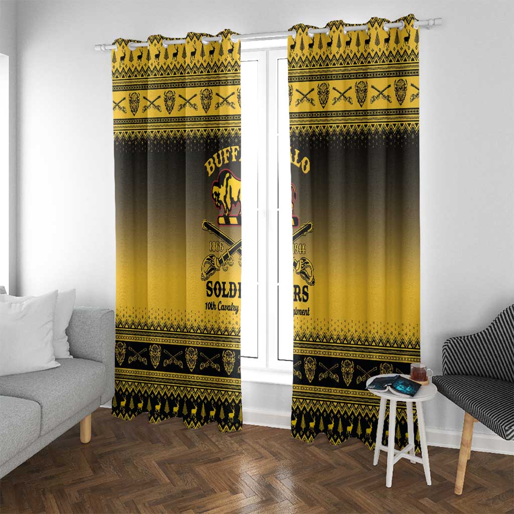 Buffalo Soldiers Christmas Window Curtain 10th Cavalry Regiment - Wonder Print Shop