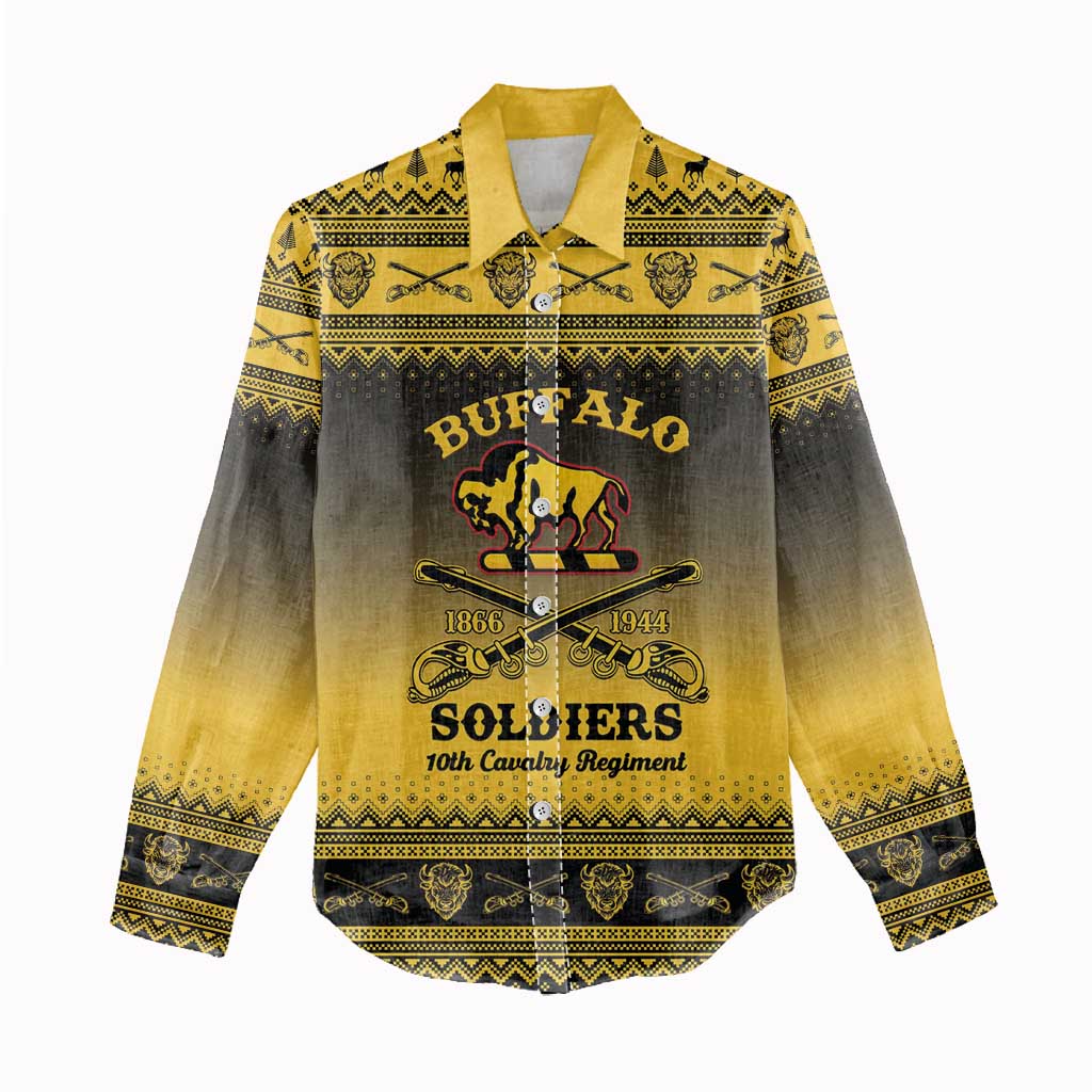 Buffalo Soldiers Christmas Women Casual Shirt 10th Cavalry Regiment - Wonder Print Shop