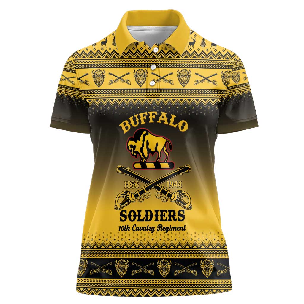 Buffalo Soldiers Christmas Women Polo Shirt 10th Cavalry Regiment - Wonder Print Shop