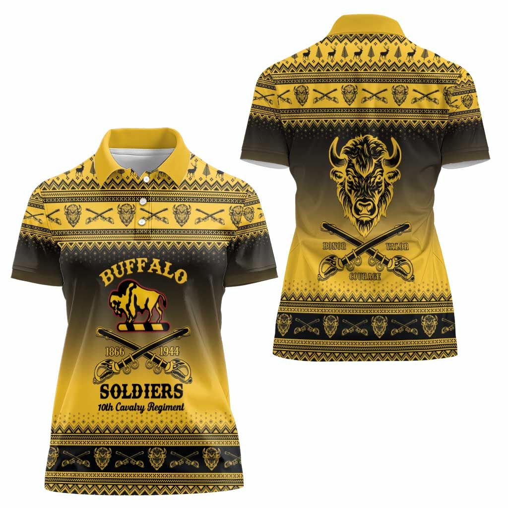 Buffalo Soldiers Christmas Women Polo Shirt 10th Cavalry Regiment - Wonder Print Shop