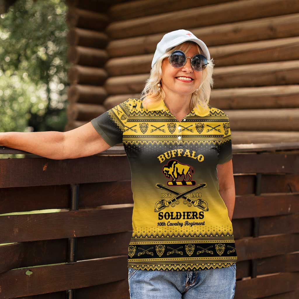 Buffalo Soldiers Christmas Women Polo Shirt 10th Cavalry Regiment - Wonder Print Shop