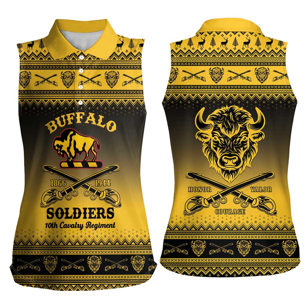 Buffalo Soldiers Christmas Women Sleeveless Polo Shirt 10th Cavalry Regiment - Wonder Print Shop