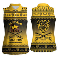 Buffalo Soldiers Christmas Women Sleeveless Polo Shirt 10th Cavalry Regiment - Wonder Print Shop