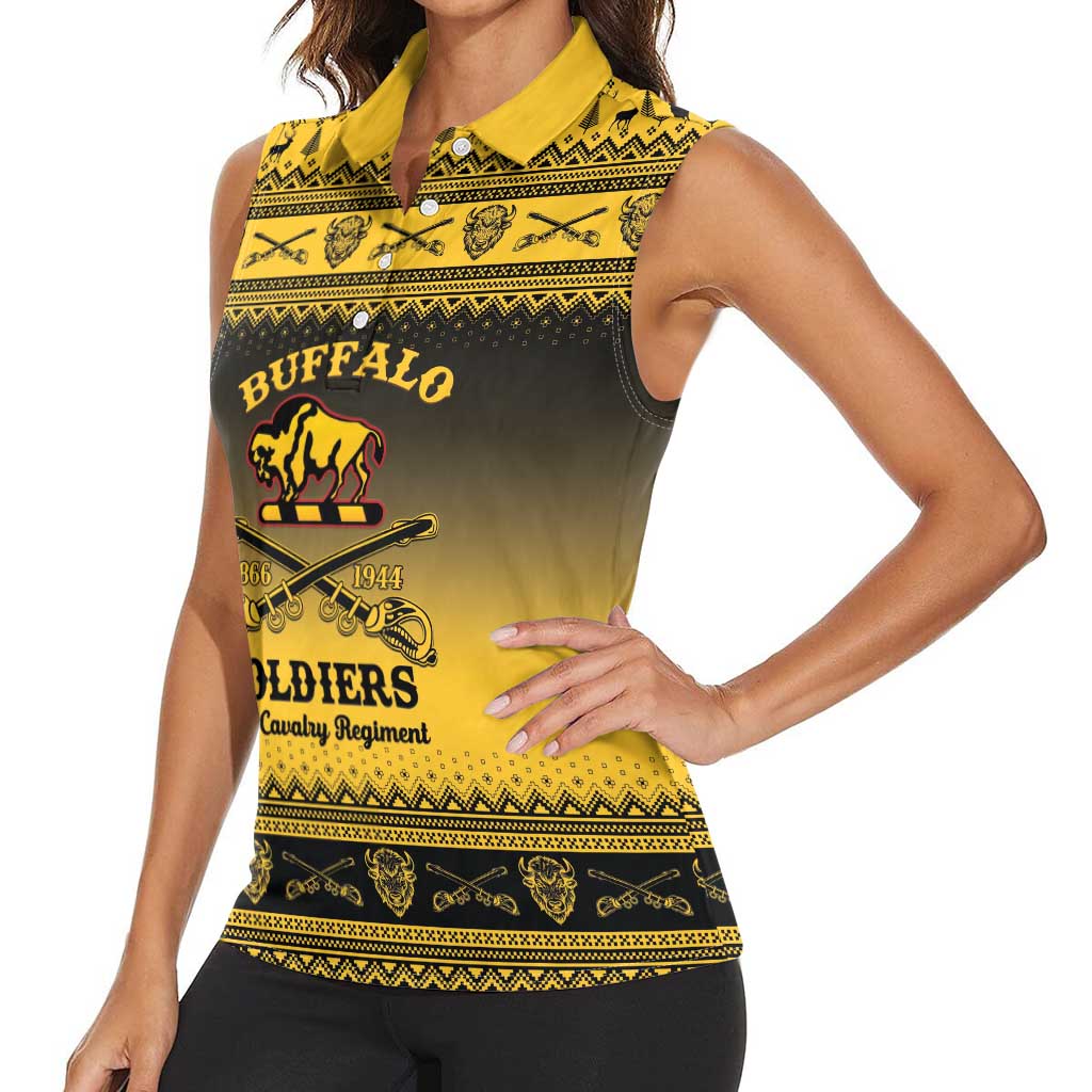 Buffalo Soldiers Christmas Women Sleeveless Polo Shirt 10th Cavalry Regiment - Wonder Print Shop