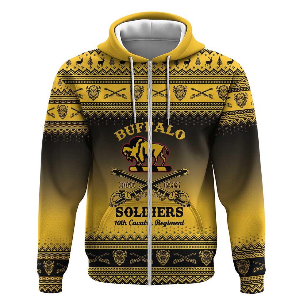 Buffalo Soldiers Christmas Zip Hoodie 10th Cavalry Regiment - Wonder Print Shop