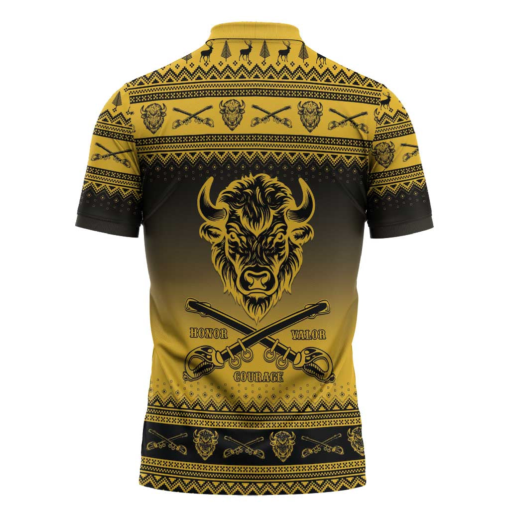 Buffalo Soldiers Christmas Zipper Polo Shirt 10th Cavalry Regiment - Wonder Print Shop