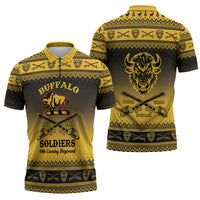 Buffalo Soldiers Christmas Zipper Polo Shirt 10th Cavalry Regiment - Wonder Print Shop