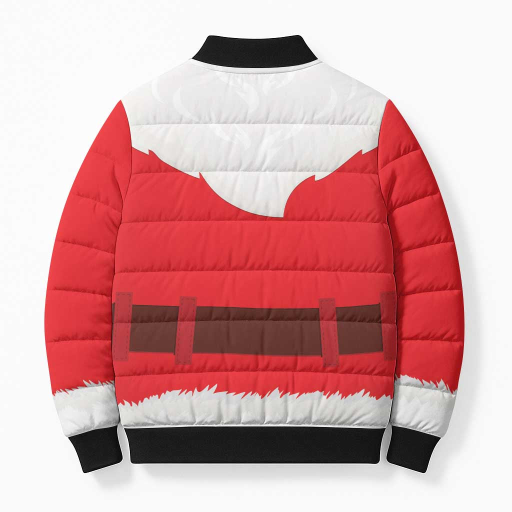 Santa Claus Costume Bomber Puffer Jacket Christmas Holiday Cosplay - Wonder Print Shop