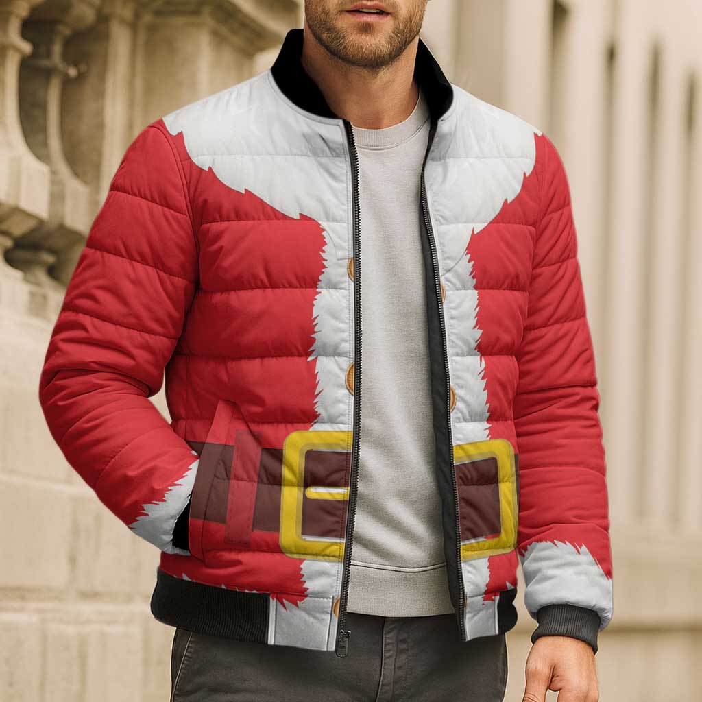 Santa Claus Costume Bomber Puffer Jacket Christmas Holiday Cosplay - Wonder Print Shop