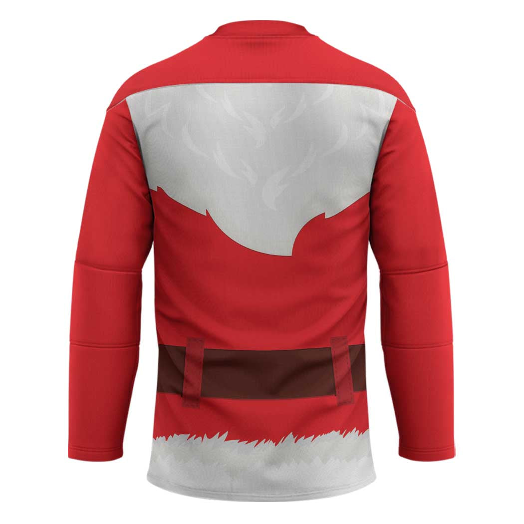 Santa Claus Costume Hockey Jersey Christmas Holiday Cosplay - Wonder Print Shop