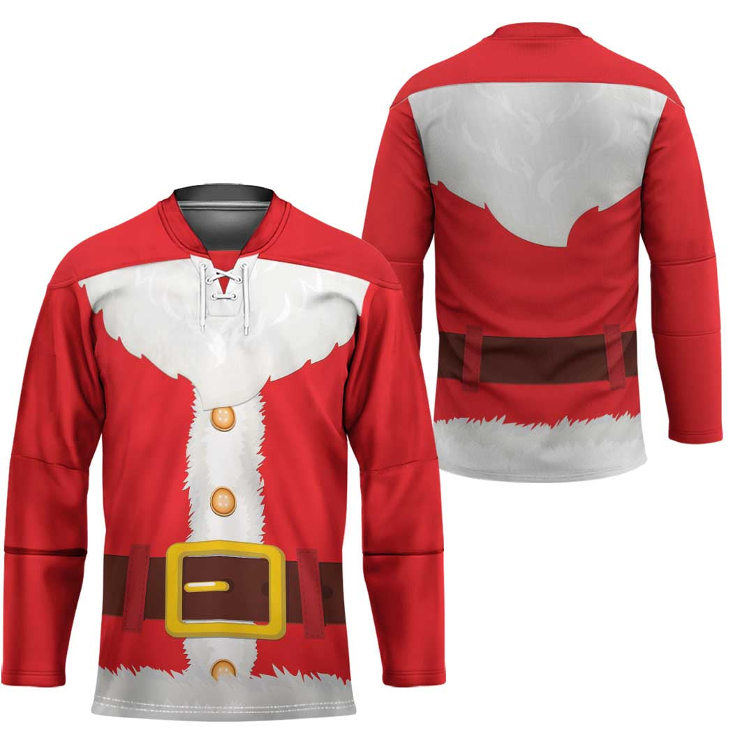 Santa Claus Costume Hockey Jersey Christmas Holiday Cosplay - Wonder Print Shop