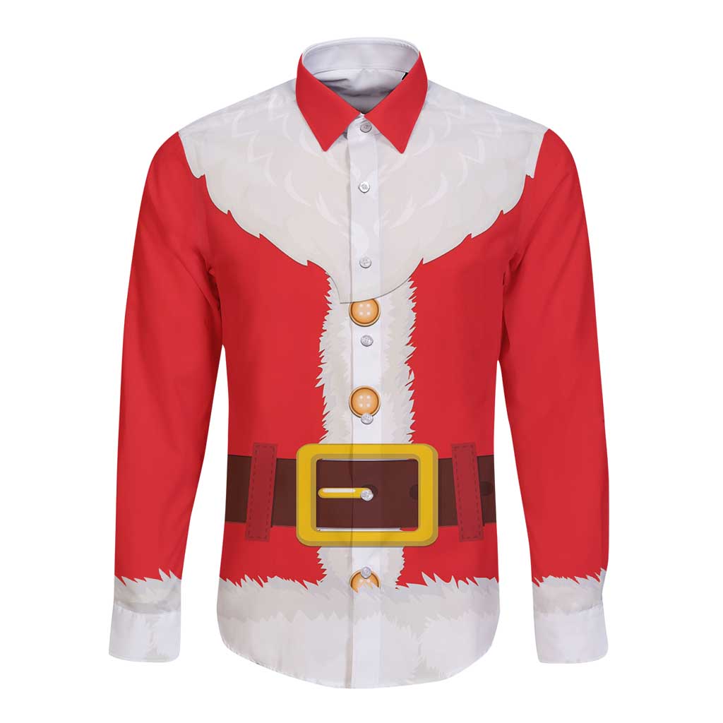 Santa Claus Costume Long Sleeve Button Shirt Christmas Holiday Cosplay - Wonder Print Shop