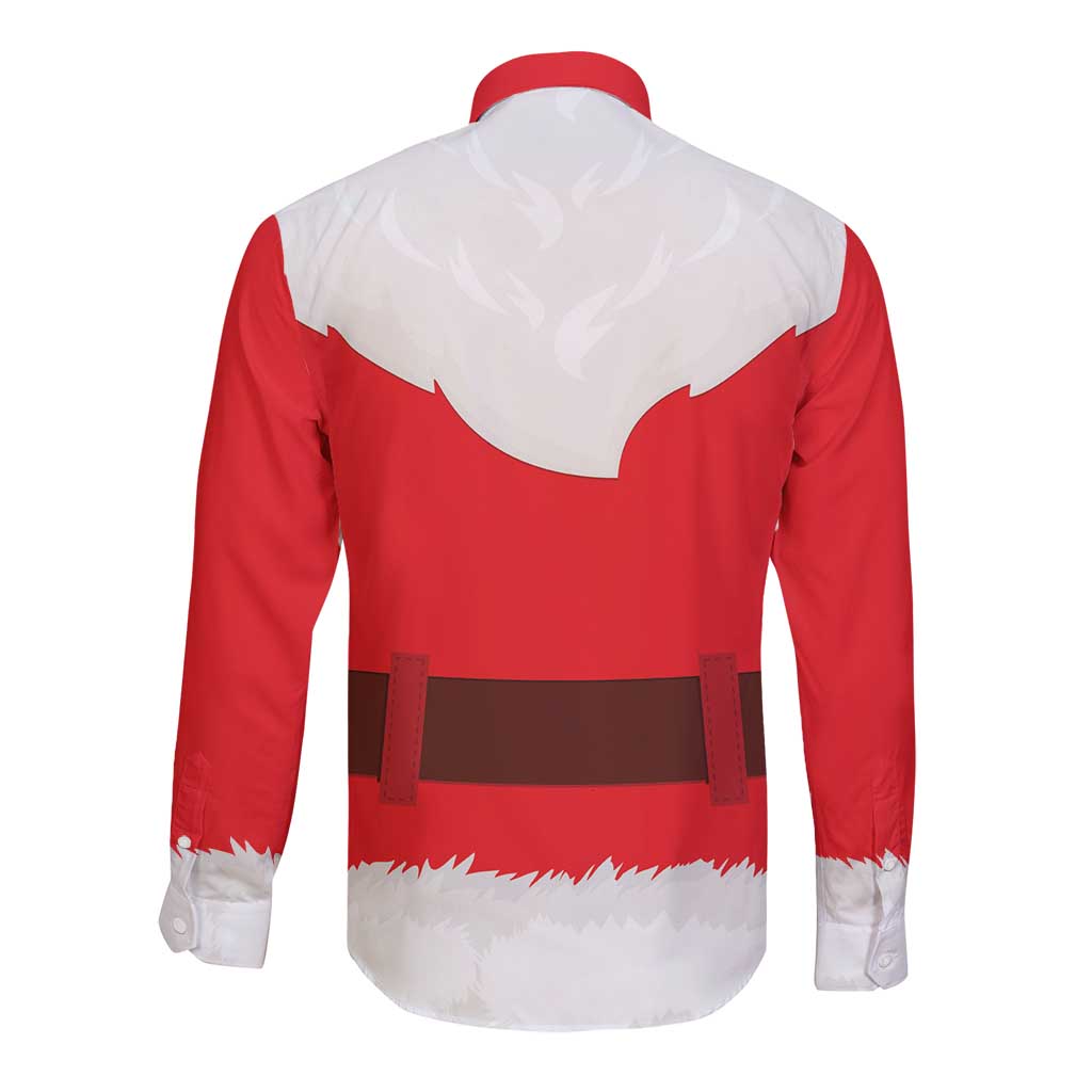 Santa Claus Costume Long Sleeve Button Shirt Christmas Holiday Cosplay - Wonder Print Shop