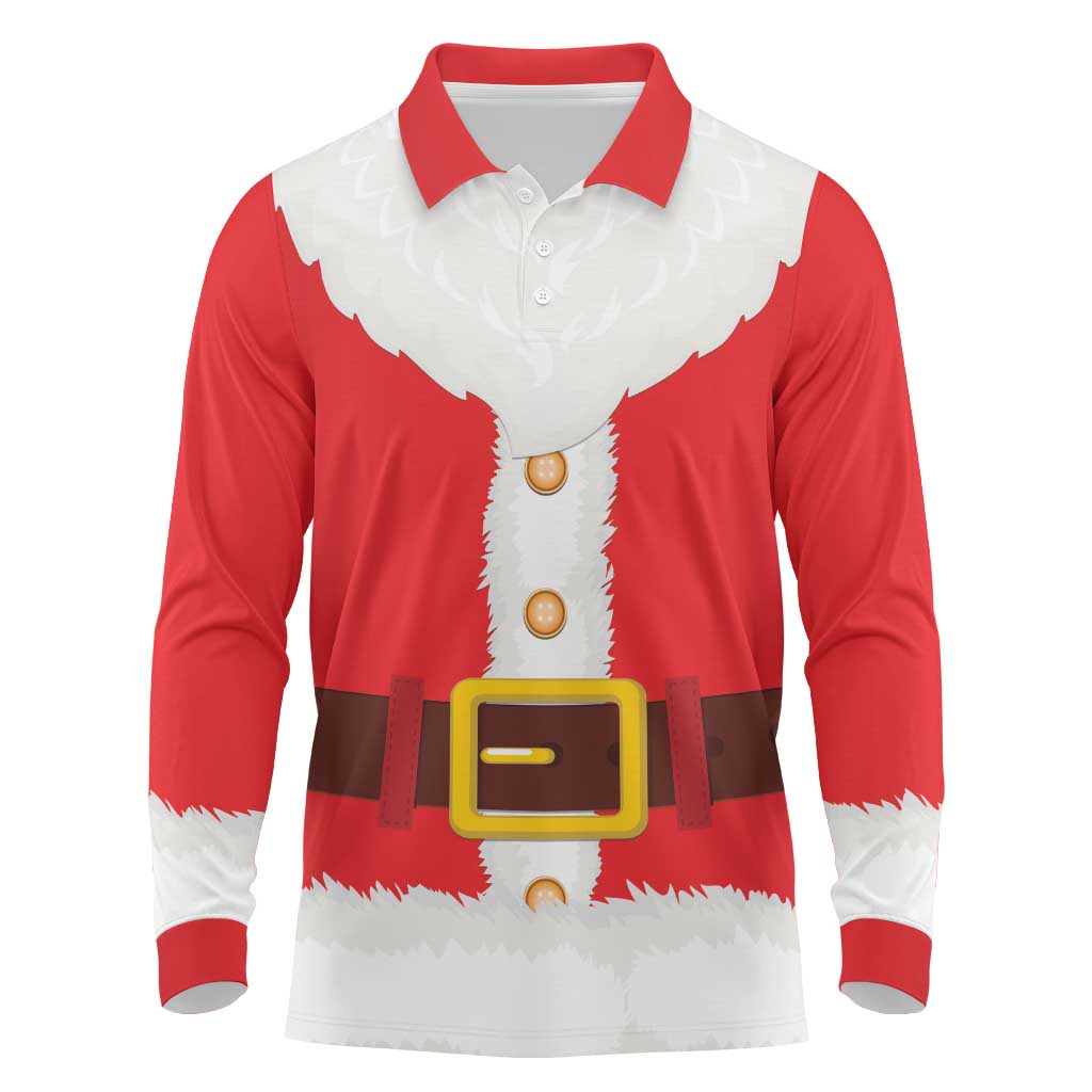 Santa Claus Costume Long Sleeve Polo Shirt Christmas Holiday Cosplay - Wonder Print Shop