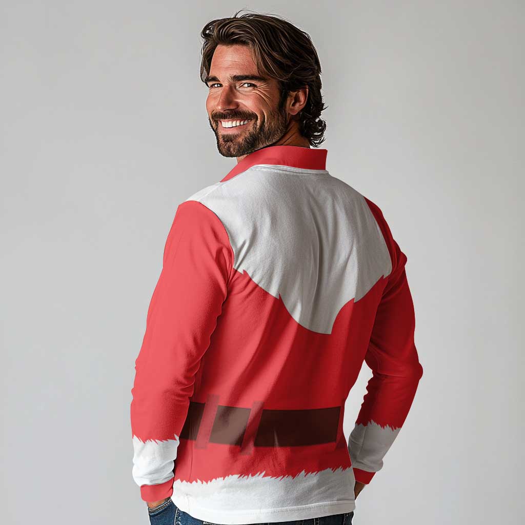 Santa Claus Costume Long Sleeve Polo Shirt Christmas Holiday Cosplay - Wonder Print Shop
