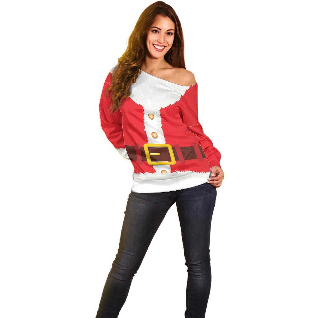 Santa Claus Costume Off Shoulder Sweater Christmas Holiday Cosplay - Wonder Print Shop