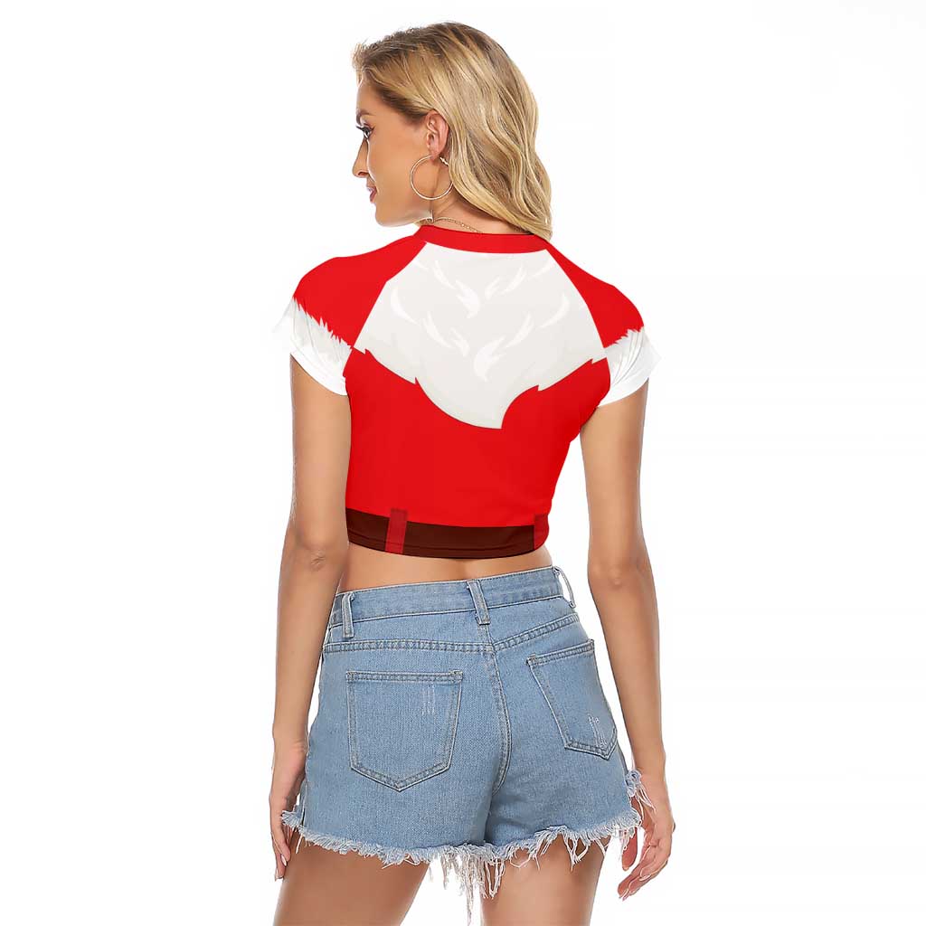Santa Claus Costume Raglan Cropped T Shirt Christmas Holiday Cosplay - Wonder Print Shop
