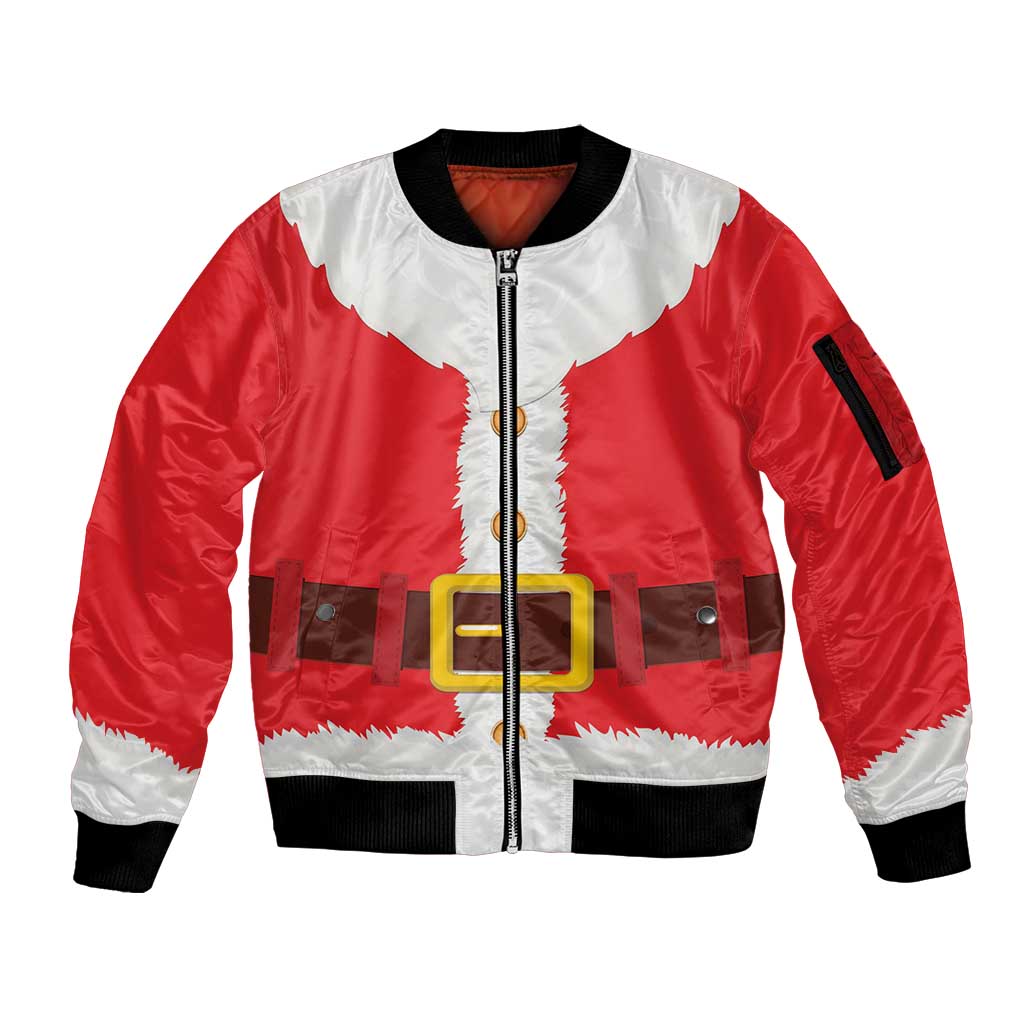 Santa Claus Costume Sleeve Zip Bomber Jacket Christmas Holiday Cosplay - Wonder Print Shop