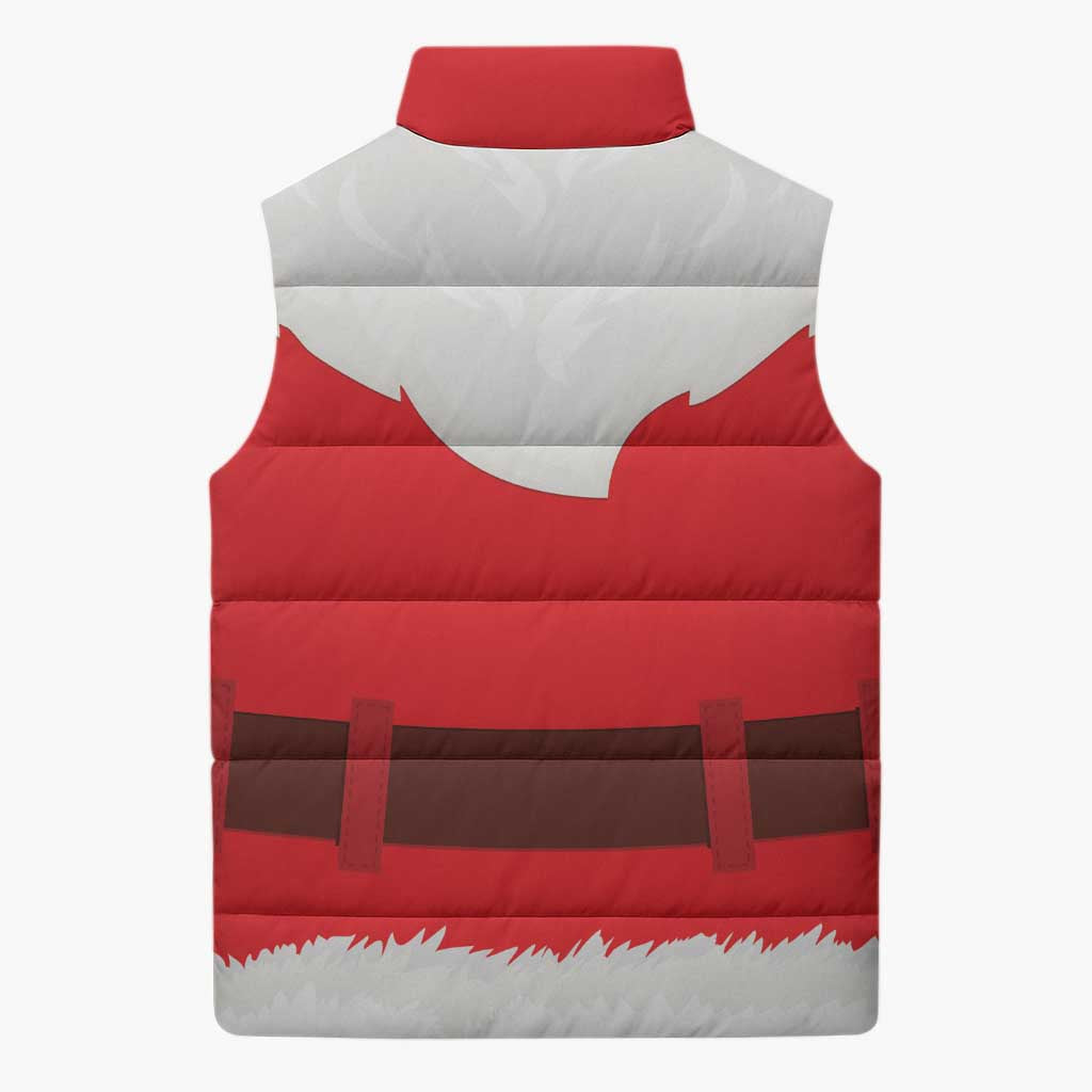 Santa Claus Costume Sleeveless Puffer Jacket Christmas Holiday Cosplay - Wonder Print Shop