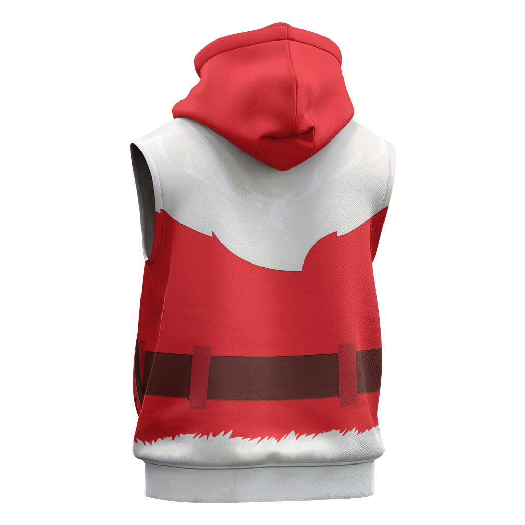 Santa Claus Costume Sleeveless Zip Hoodie Christmas Holiday Cosplay - Wonder Print Shop
