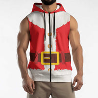 Santa Claus Costume Sleeveless Zip Hoodie Christmas Holiday Cosplay - Wonder Print Shop