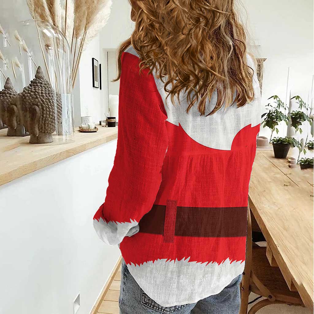 Santa Claus Costume Women Casual Shirt Christmas Holiday Cosplay - Wonder Print Shop