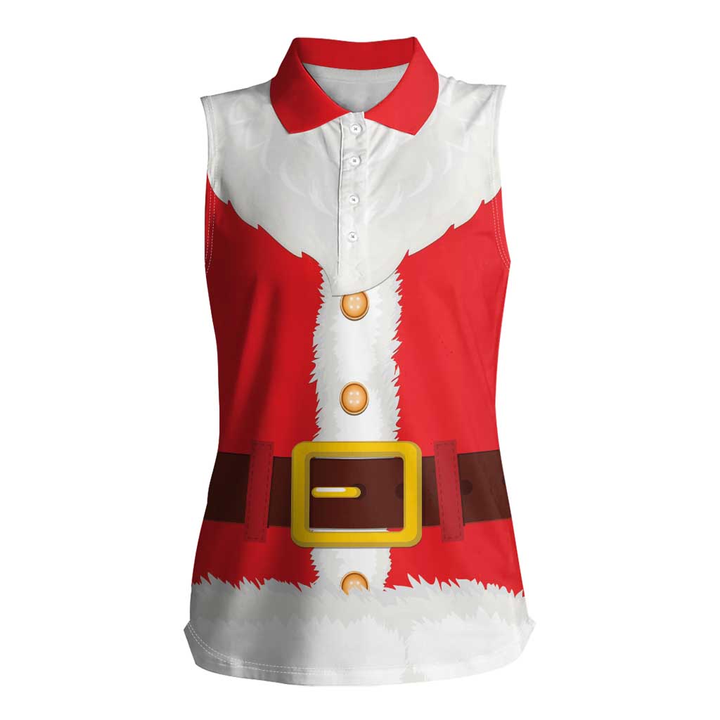 Santa Claus Costume Women Sleeveless Polo Shirt Christmas Holiday Cosplay - Wonder Print Shop