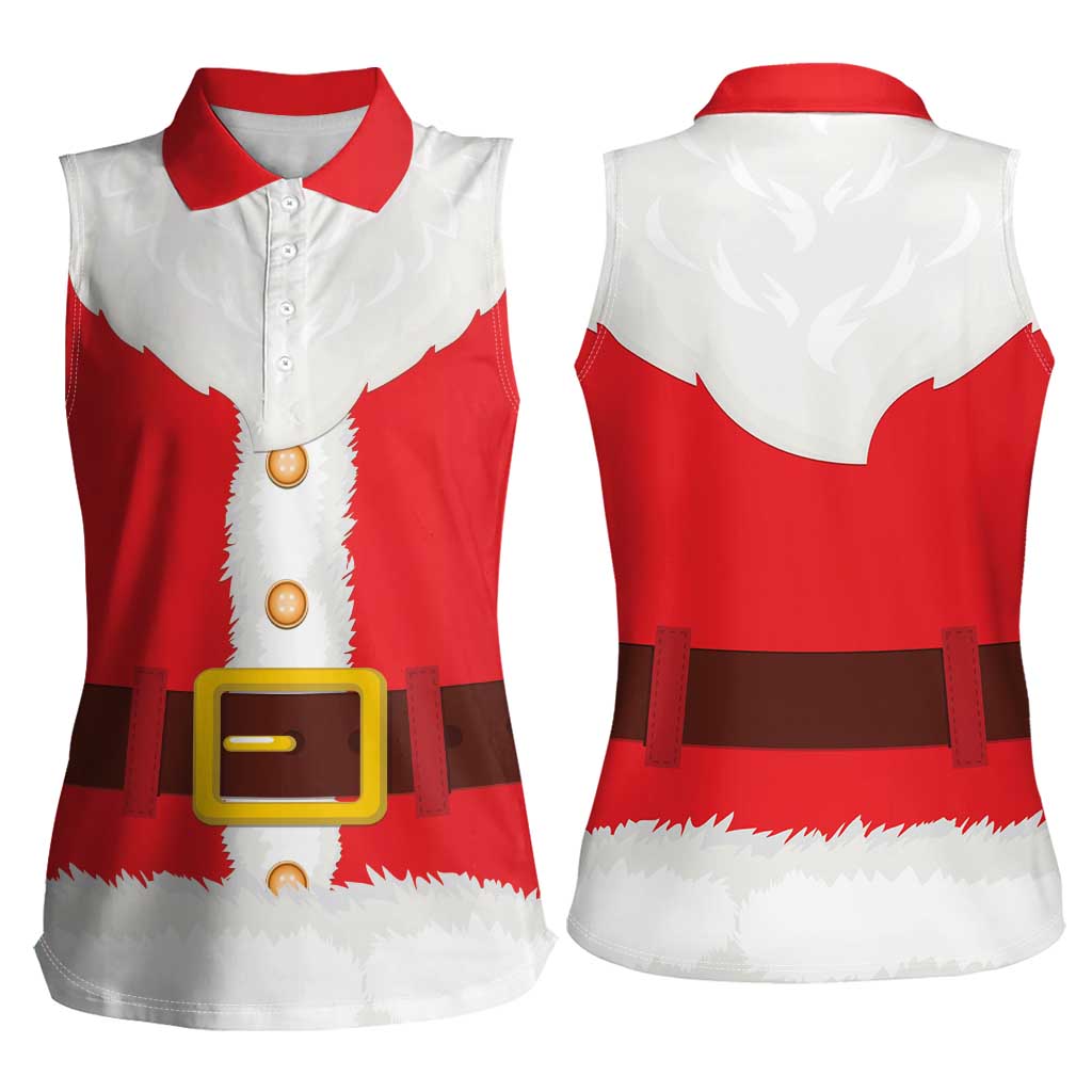 Santa Claus Costume Women Sleeveless Polo Shirt Christmas Holiday Cosplay - Wonder Print Shop
