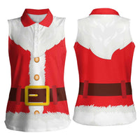 Santa Claus Costume Women Sleeveless Polo Shirt Christmas Holiday Cosplay - Wonder Print Shop