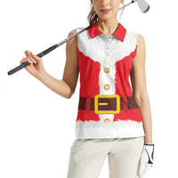 Santa Claus Costume Women Sleeveless Polo Shirt Christmas Holiday Cosplay - Wonder Print Shop
