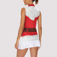 Santa Claus Costume Women Sleeveless Polo Shirt Christmas Holiday Cosplay - Wonder Print Shop