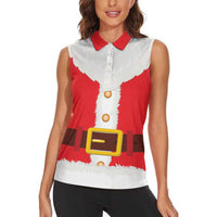 Santa Claus Costume Women Sleeveless Polo Shirt Christmas Holiday Cosplay - Wonder Print Shop