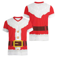 Santa Claus Costume Women V-Neck T-Shirt Christmas Holiday Cosplay - Wonder Print Shop