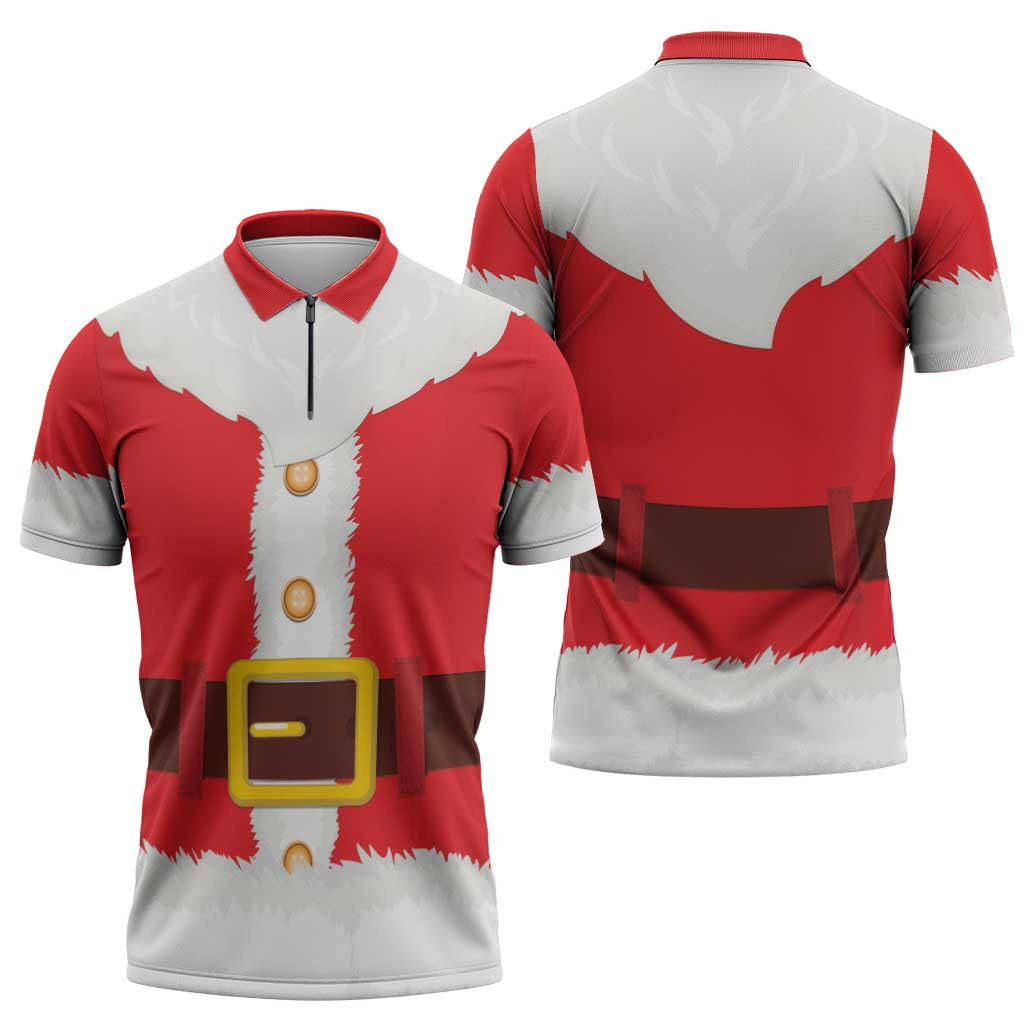 Santa Claus Costume Zipper Polo Shirt Christmas Holiday Cosplay - Wonder Print Shop