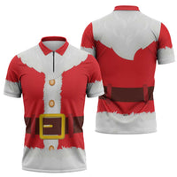Santa Claus Costume Zipper Polo Shirt Christmas Holiday Cosplay - Wonder Print Shop