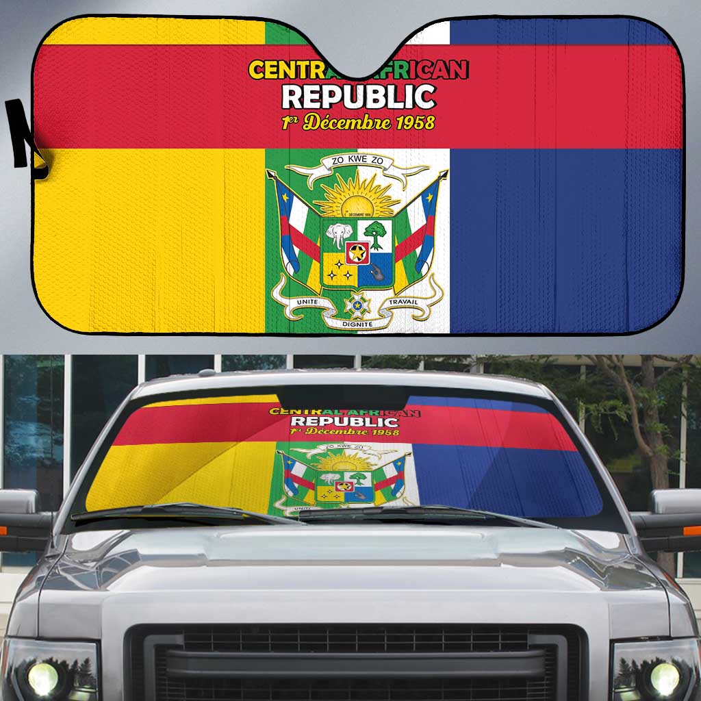 Central African Republic Auto Sun Shade Happy Republic Day - Wonder Print Shop