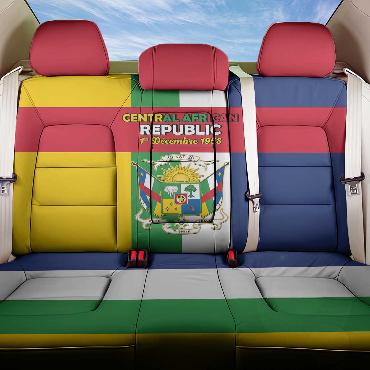 Central African Republic Back Car Seat Cover Happy Republic Day - Wonder Print Shop