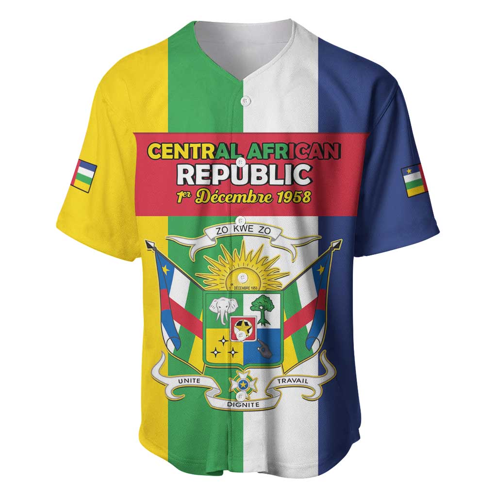 Personalized Central African Republic Baseball Jersey Happy Republic Day - Wonder Print Shop